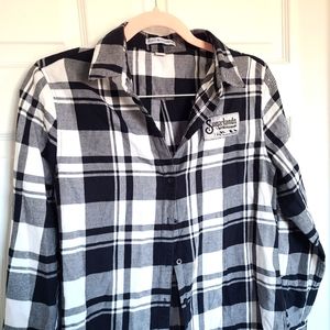 Soft Flannel Shirt Buffalo Plaid Black and White